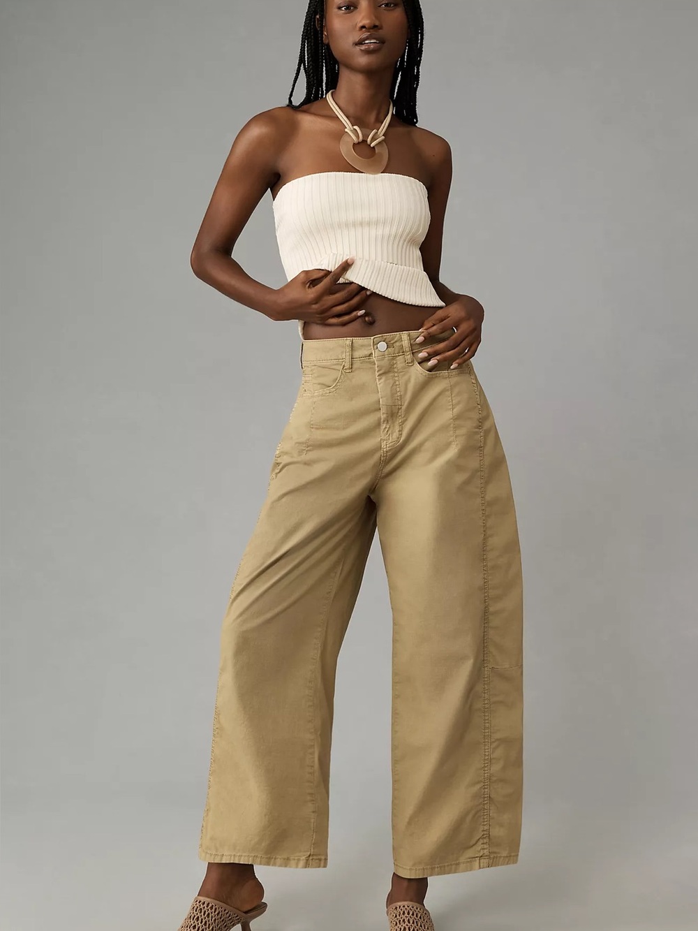 Pilcro by Anthropologie Barrel Heritage Pants | Khaki | Size 31